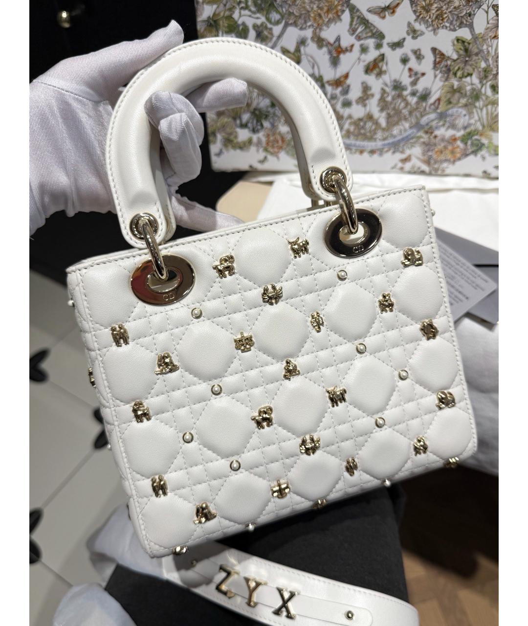 CHRISTIAN DIOR Белая кожаная сумка с короткими ручками, фото 3