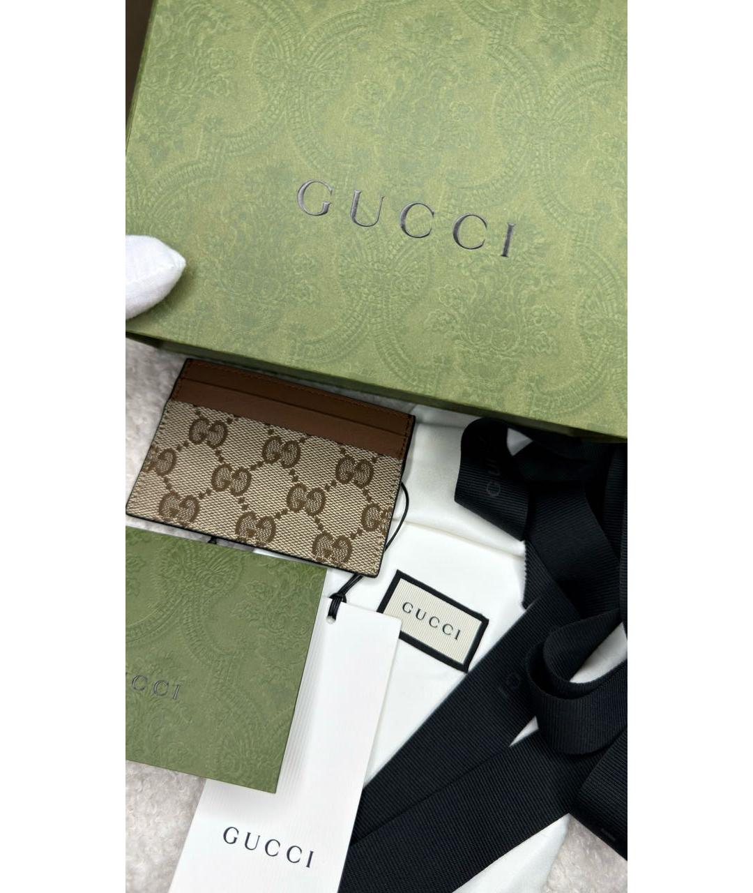 GUCCI Коричневый полиуретановый кардхолдер, фото 5