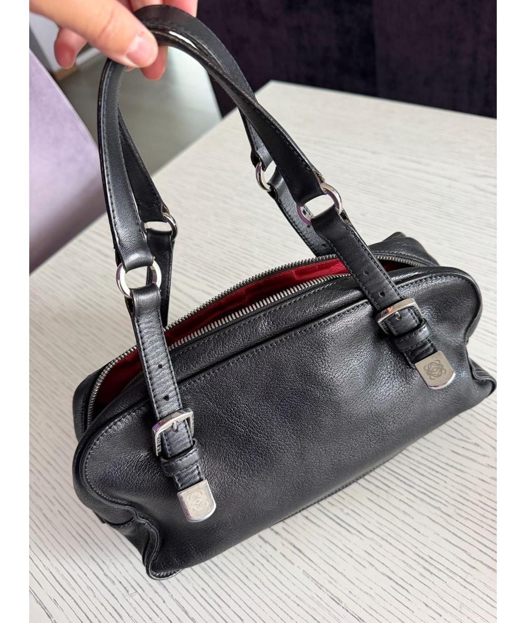 LOEWE Черная кожаная сумка тоут, фото 2