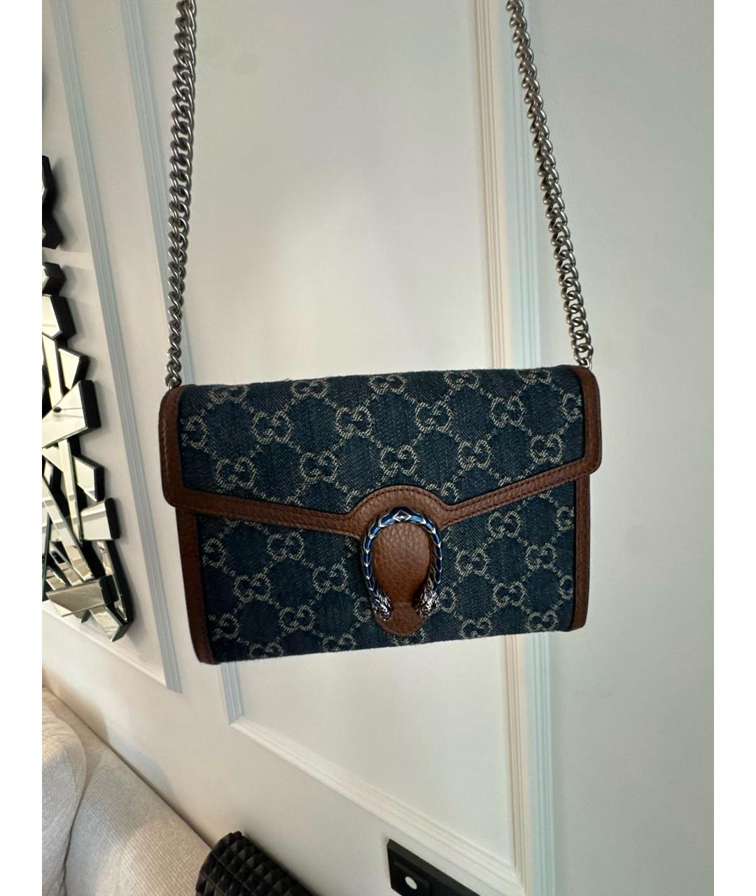 GUCCI Темно-синяя деним сумка через плечо, фото 5