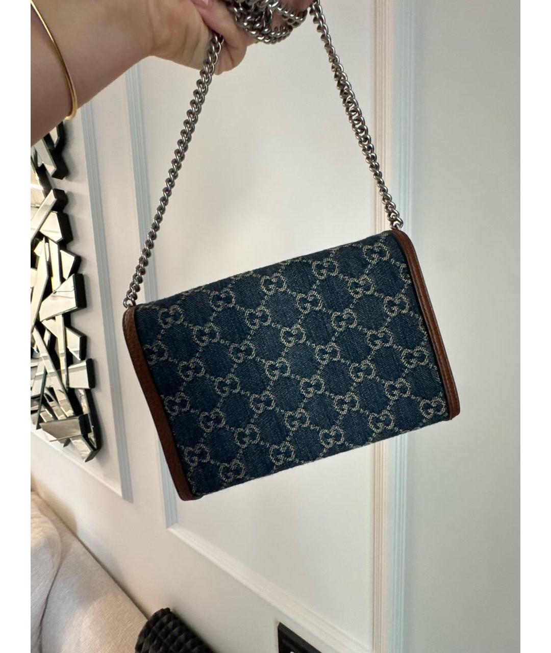 GUCCI Темно-синяя деним сумка через плечо, фото 2