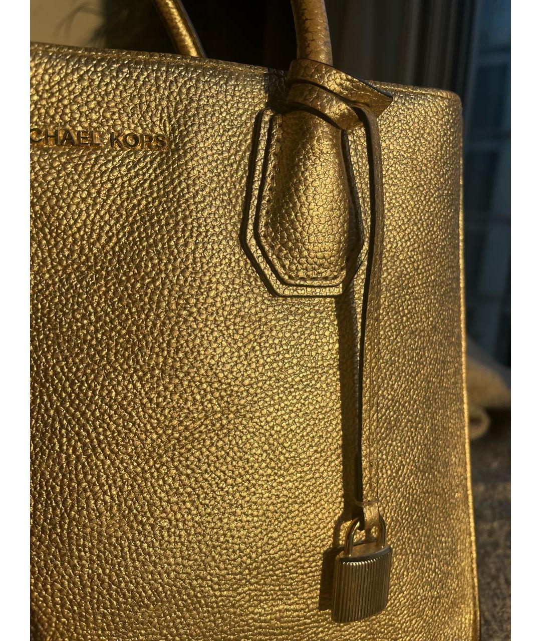 MICHAEL KORS Золотая кожаная сумка тоут, фото 5