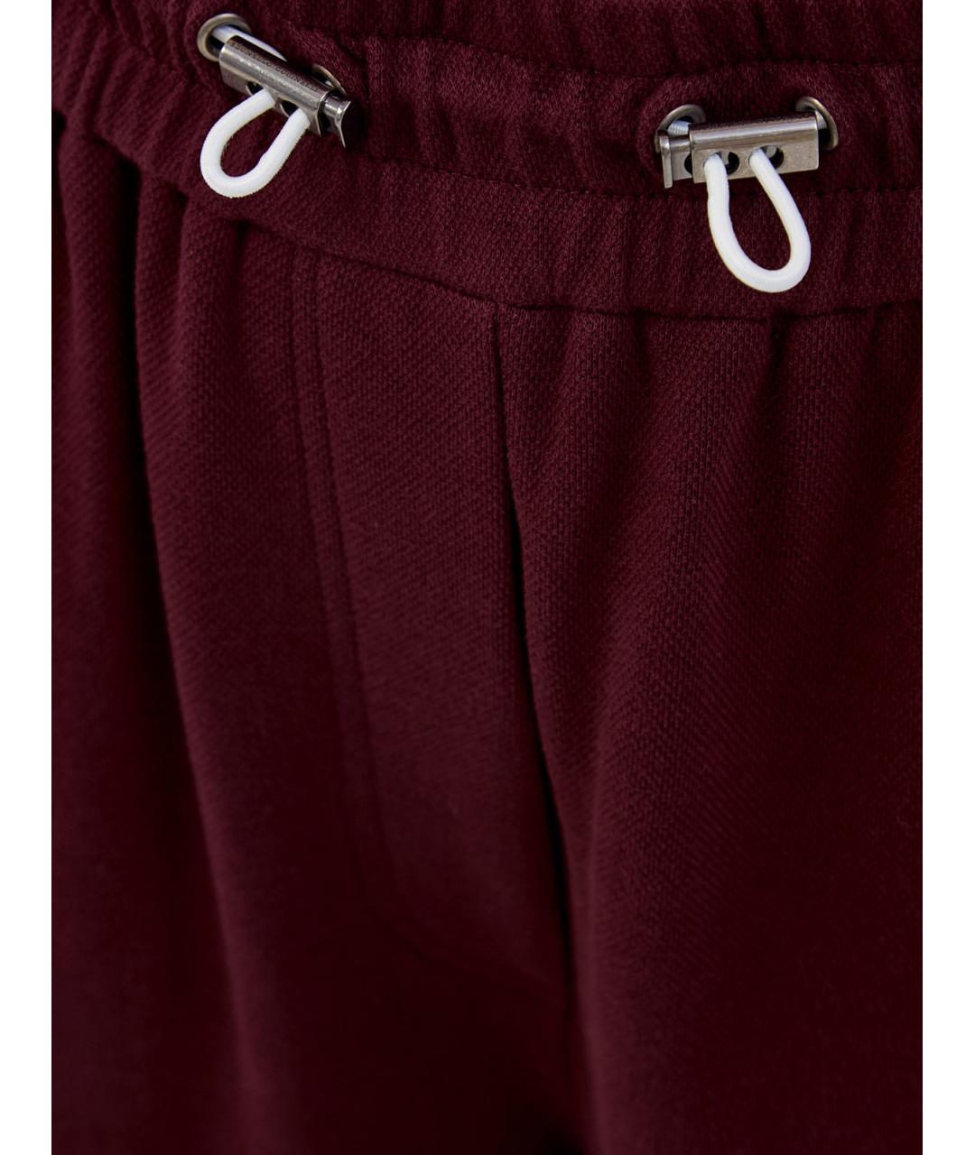 BRUNELLO CUCINELLI Бордовые хлопковые прямые брюки, фото 3