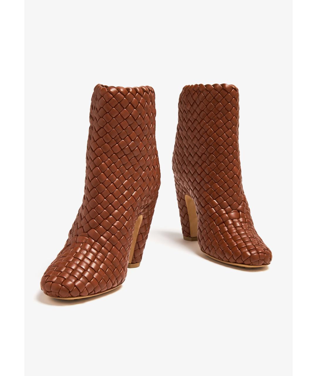 BOTTEGA VENETA Коричневые кожаные ботильоны, фото 2