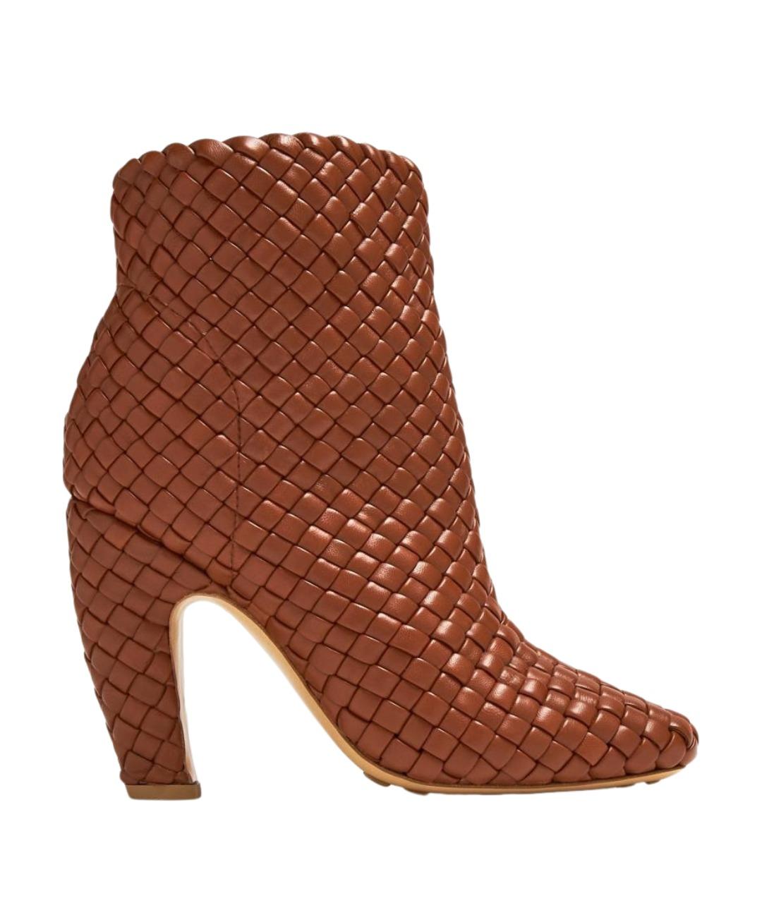 BOTTEGA VENETA Коричневые кожаные ботильоны, фото 1