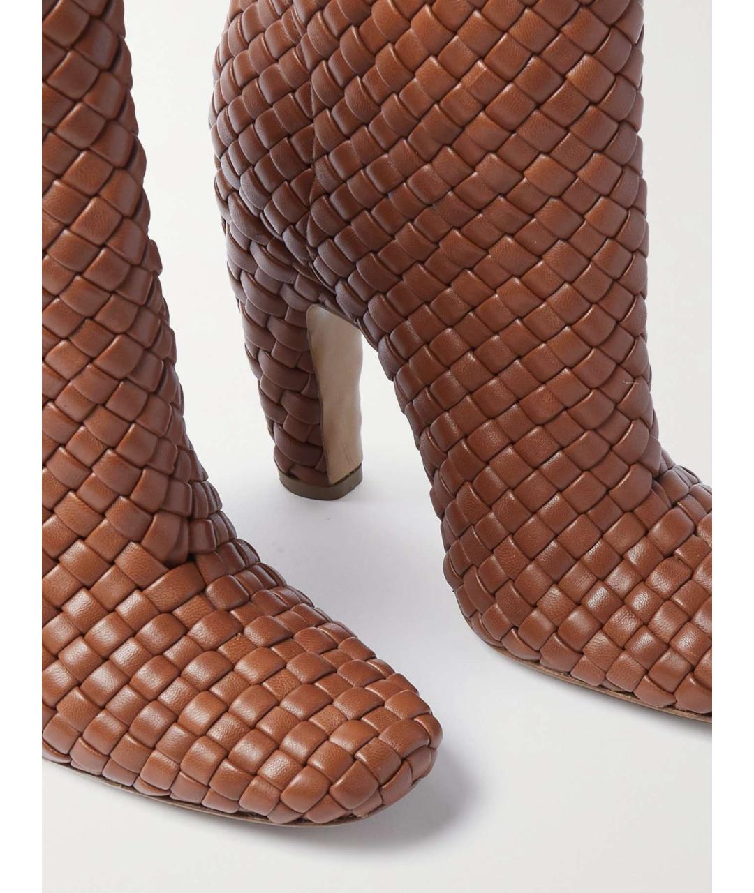 BOTTEGA VENETA Коричневые кожаные ботильоны, фото 4