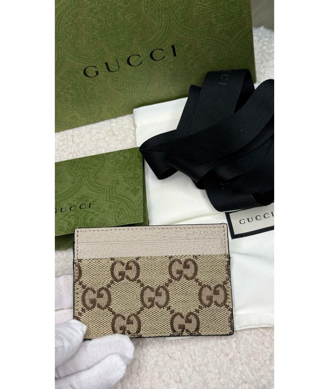 GUCCI Бежевый полиуретановый кардхолдер, фото 5