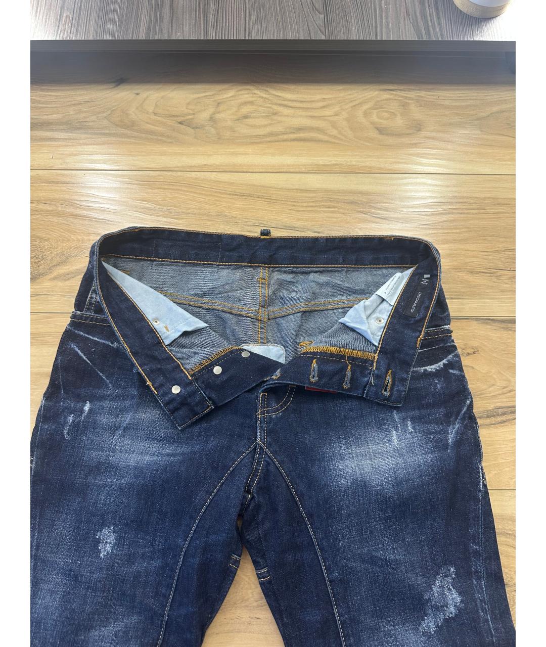 DSQUARED2 Синие хлопко-эластановые джинсы слим, фото 3