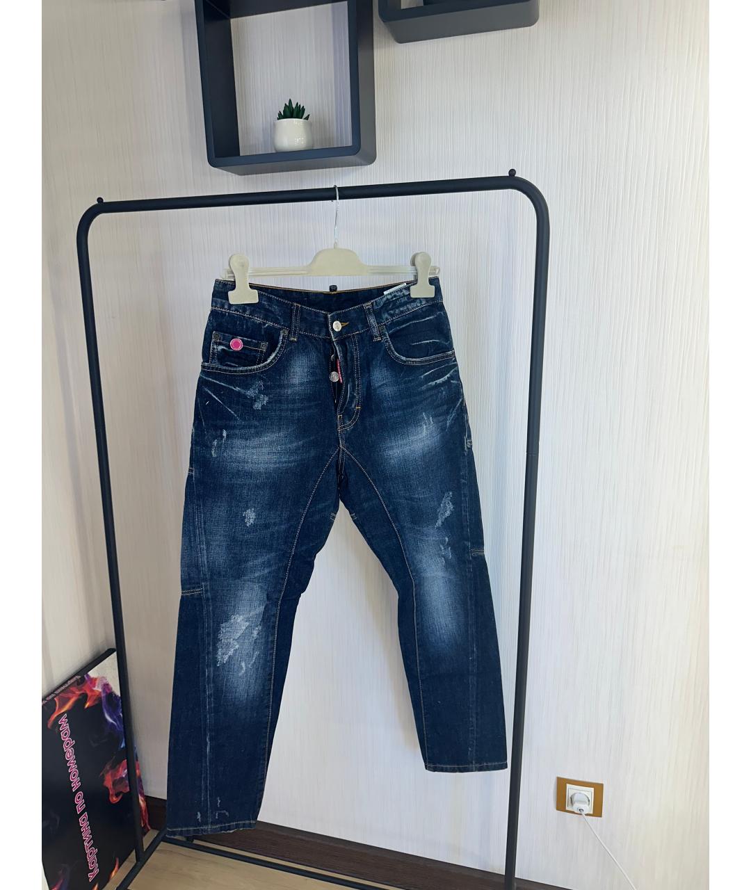 DSQUARED2 Синие хлопко-эластановые джинсы слим, фото 6