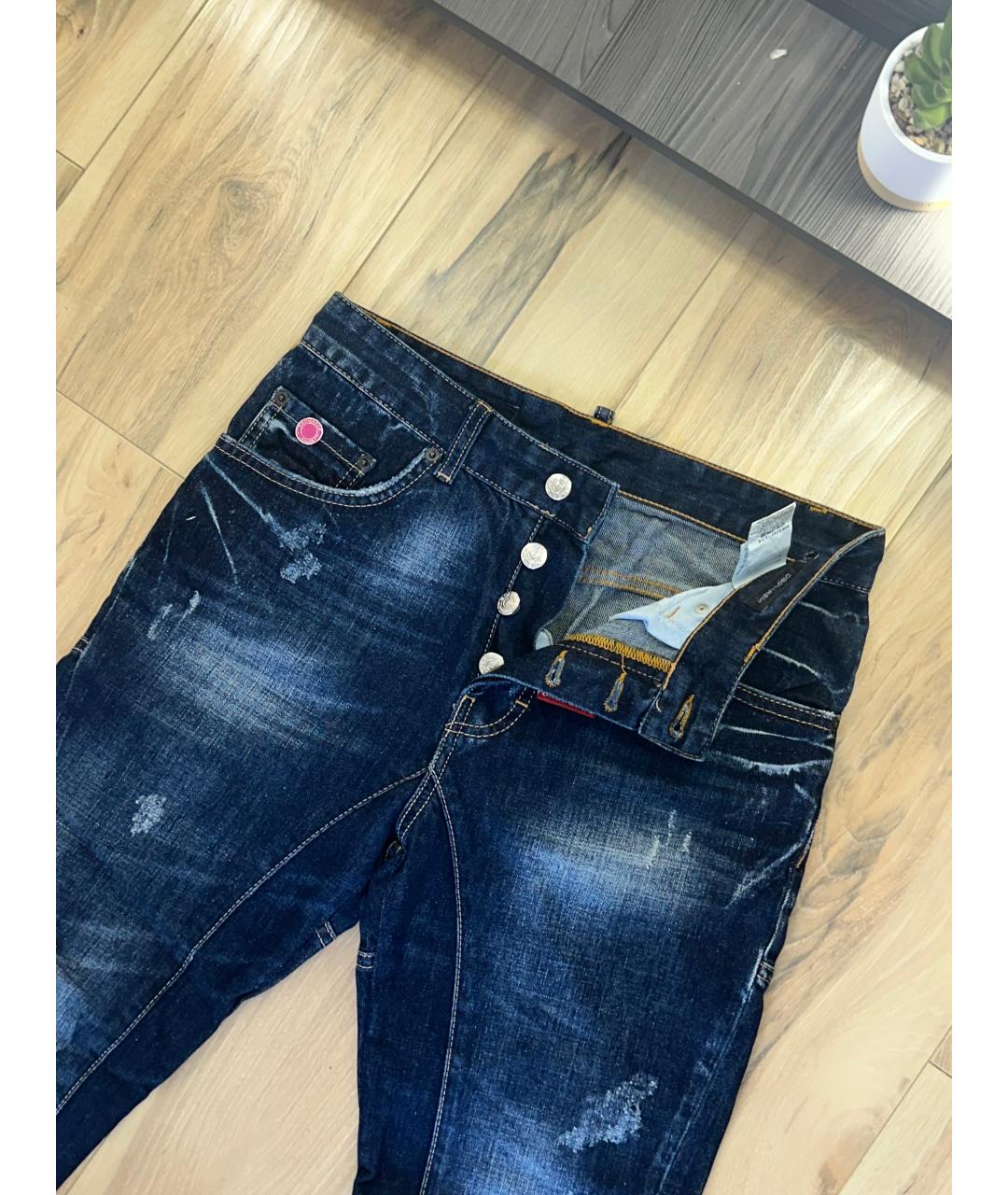 DSQUARED2 Синие хлопко-эластановые джинсы слим, фото 4