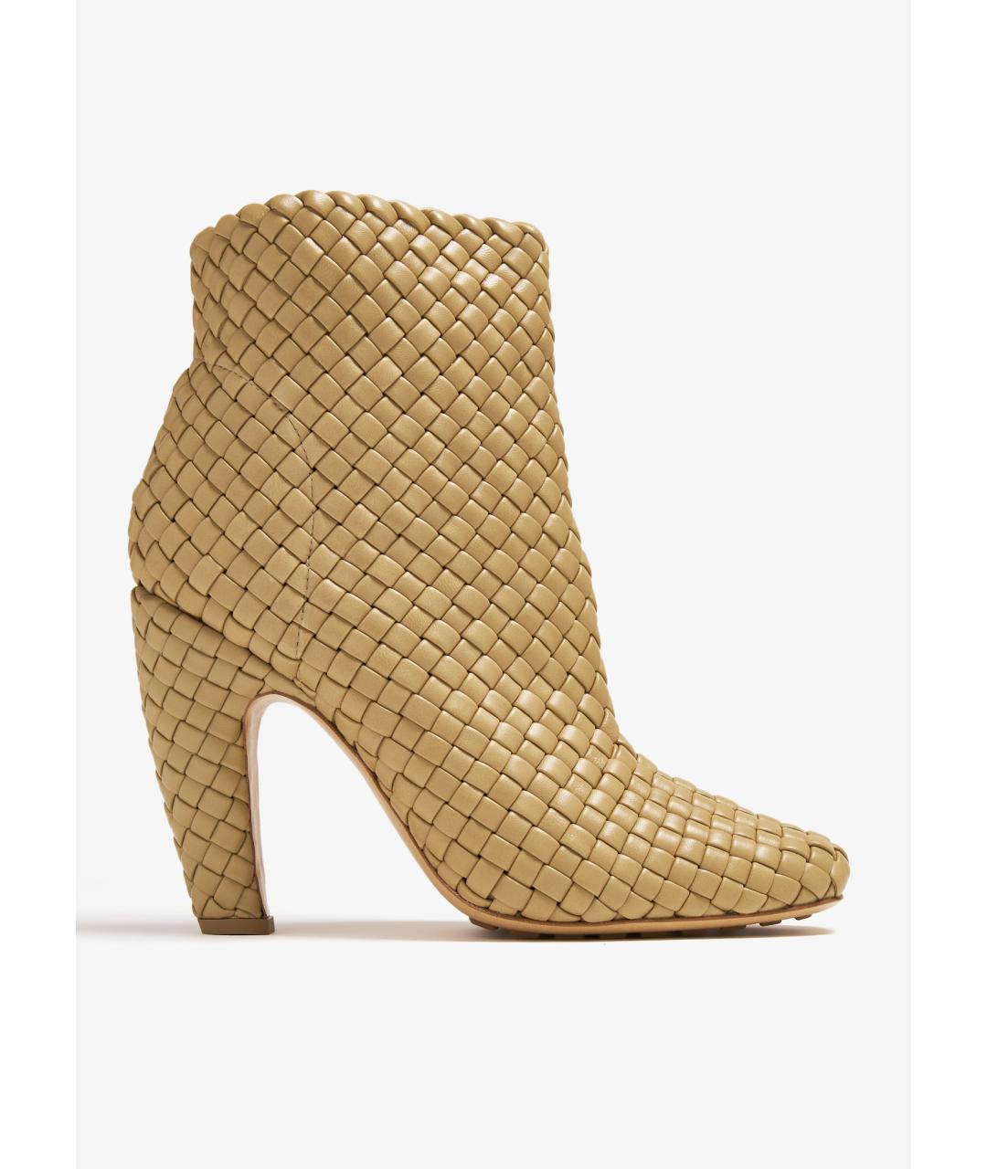 BOTTEGA VENETA Бежевые кожаные ботильоны, фото 7