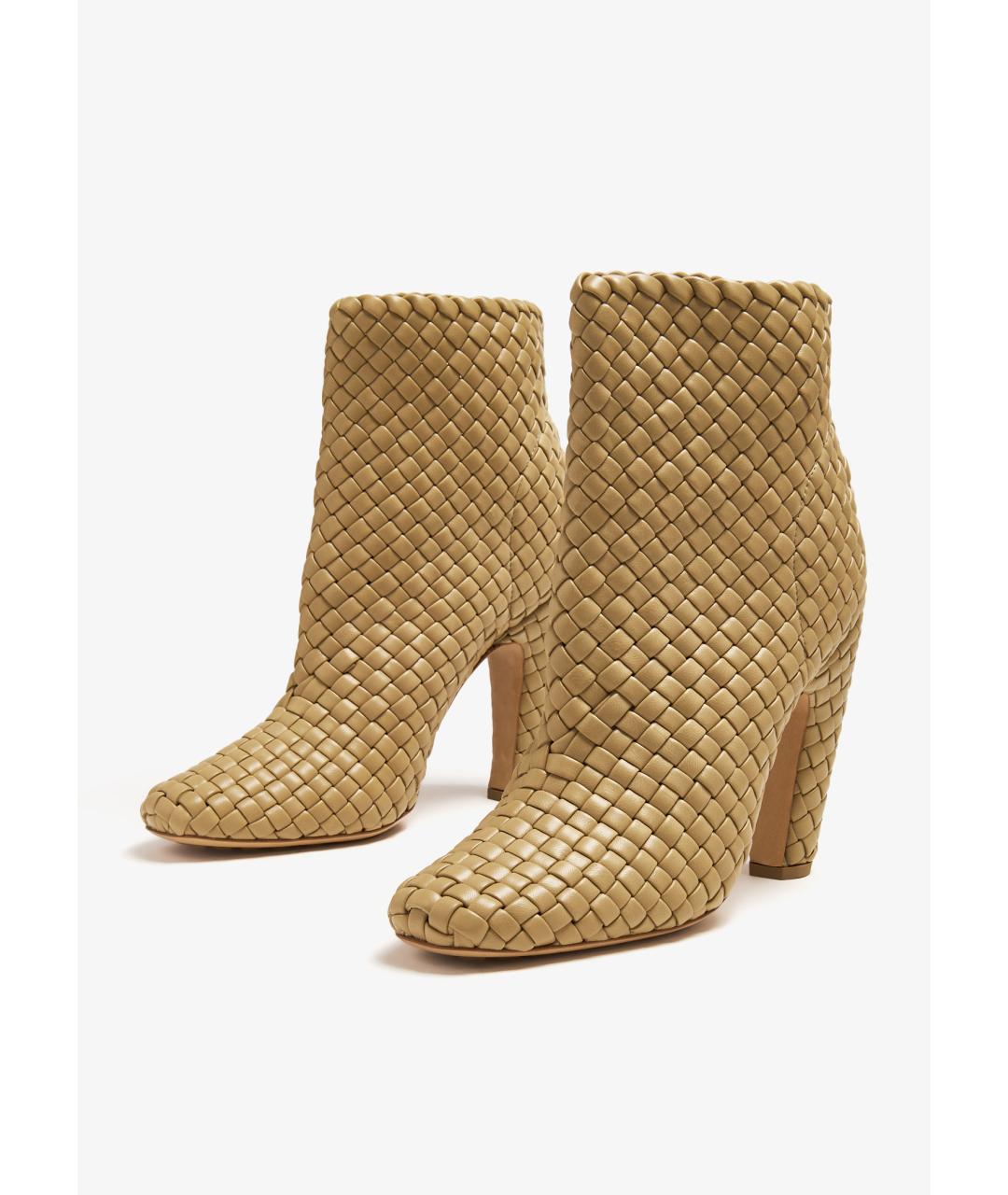 BOTTEGA VENETA Бежевые кожаные ботильоны, фото 6