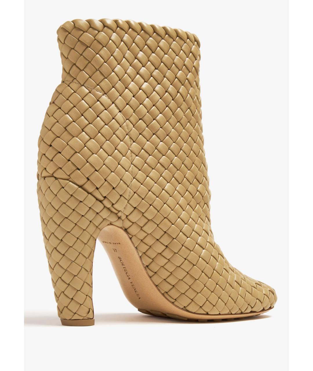 BOTTEGA VENETA Бежевые кожаные ботильоны, фото 8