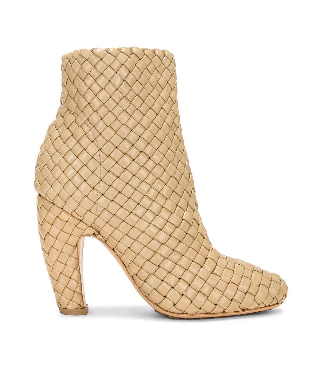 BOTTEGA VENETA Бежевые кожаные ботильоны, фото 1