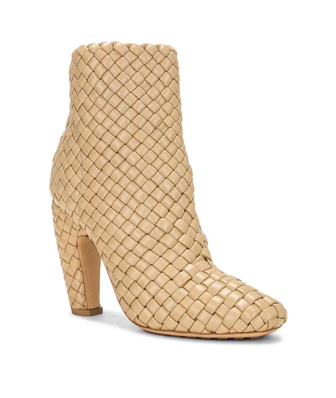 BOTTEGA VENETA Бежевые кожаные ботильоны, фото 2