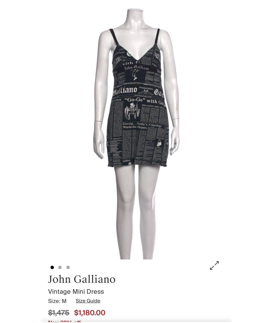 JOHN GALLIANO Черное хлопковое коктейльное платье, фото 8
