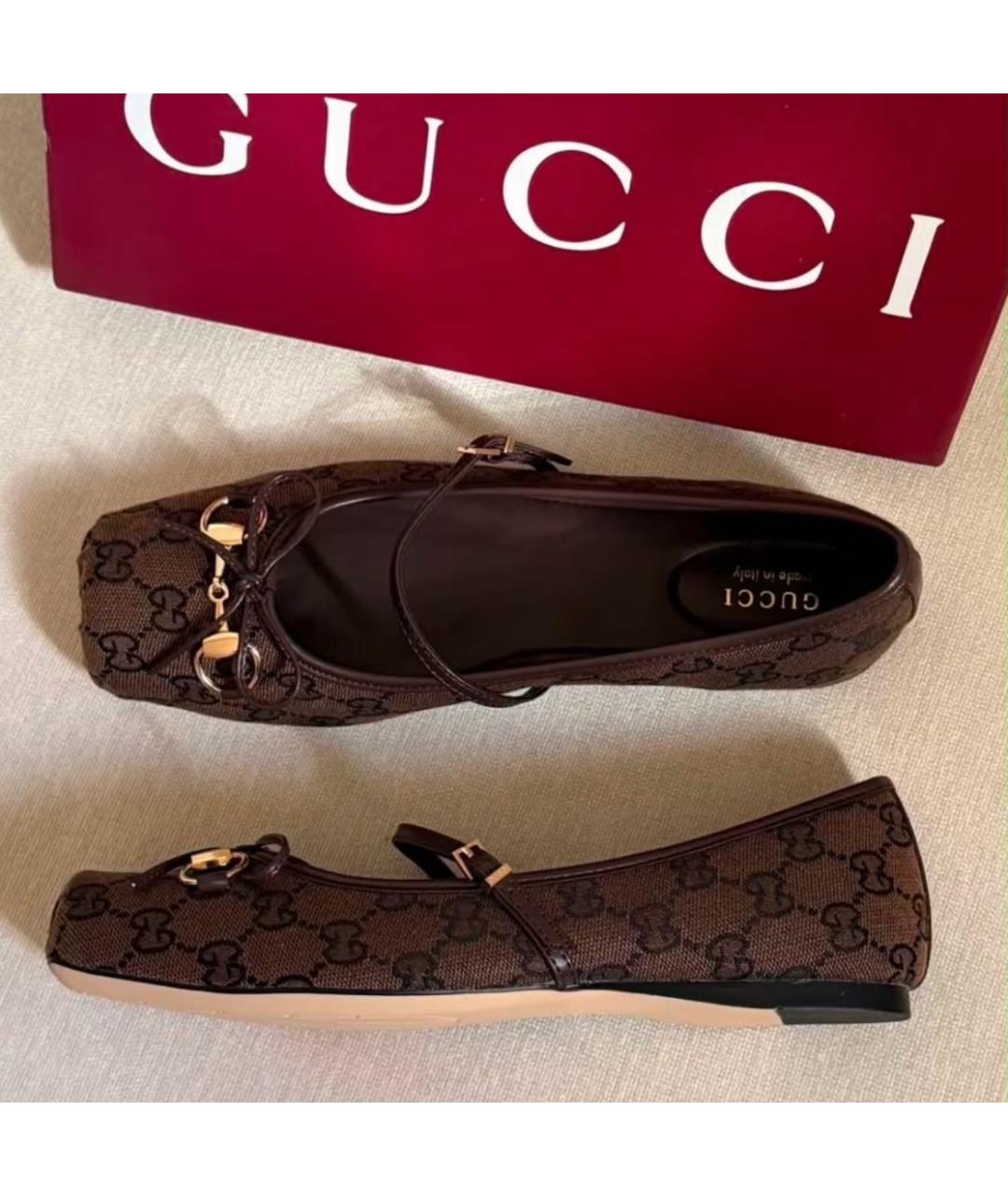 GUCCI Коричневые балетки, фото 8