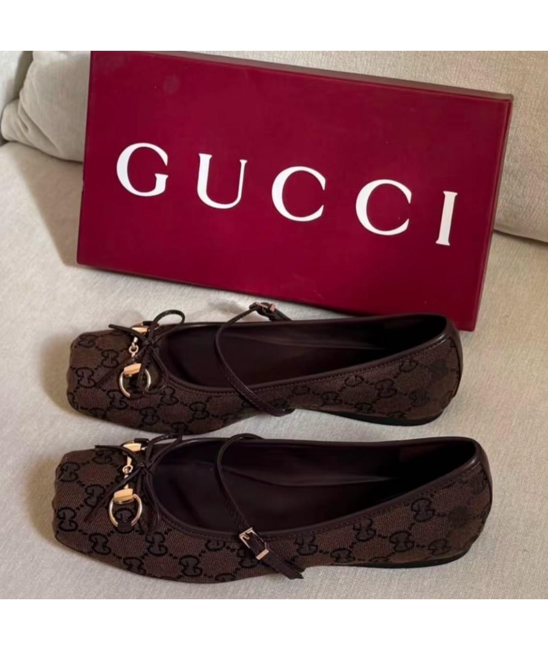 GUCCI Коричневые балетки, фото 5