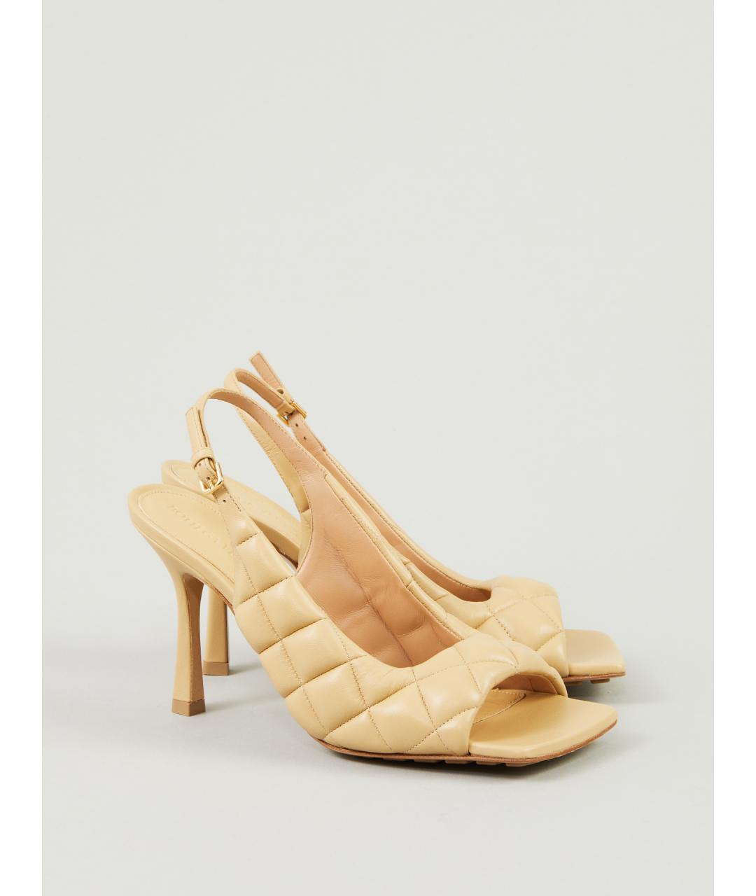 BOTTEGA VENETA Бежевые кожаные мюли, фото 3