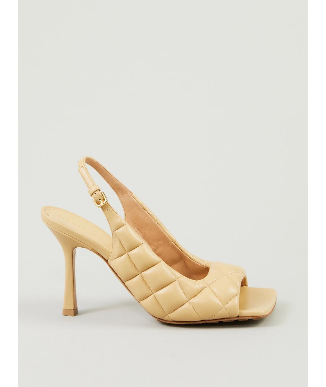 BOTTEGA VENETA Бежевые кожаные мюли, фото 6