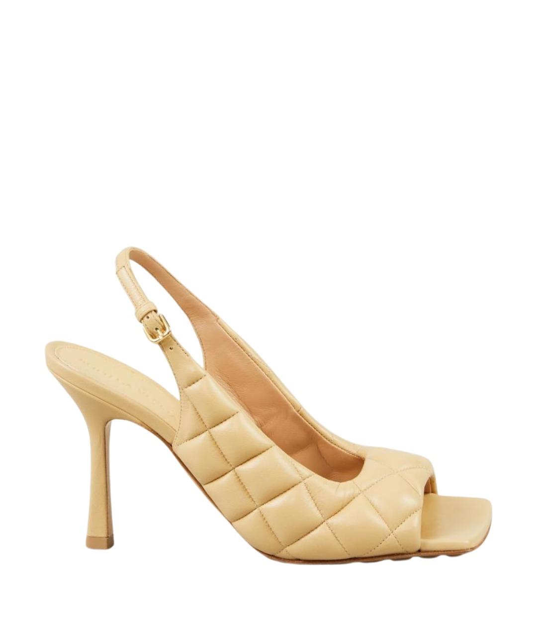 BOTTEGA VENETA Бежевые кожаные мюли, фото 1