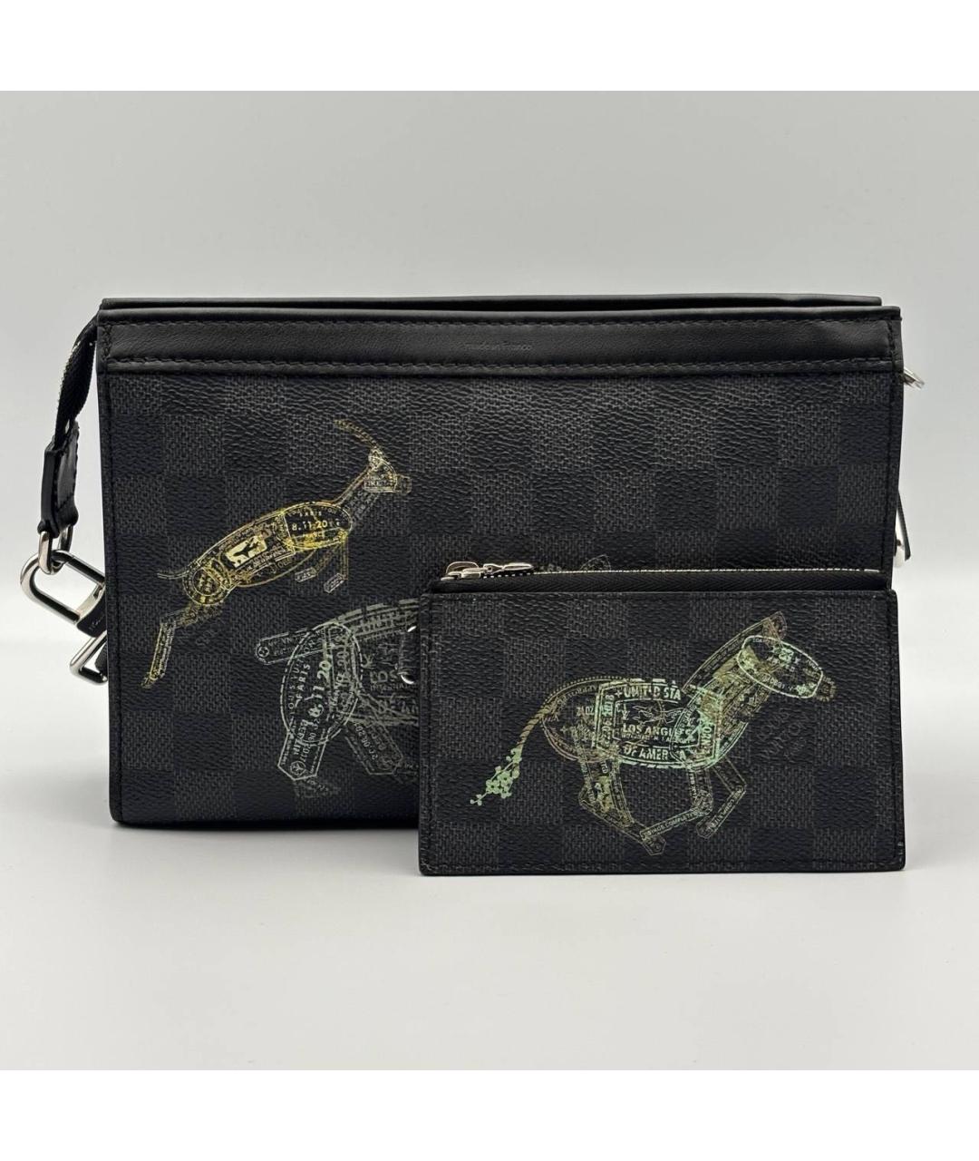 LOUIS VUITTON Черная сумка на плечо из канвы, фото 4