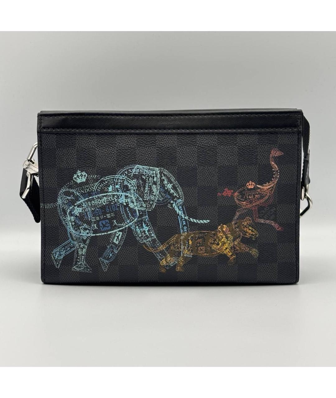 LOUIS VUITTON Черная сумка на плечо из канвы, фото 3