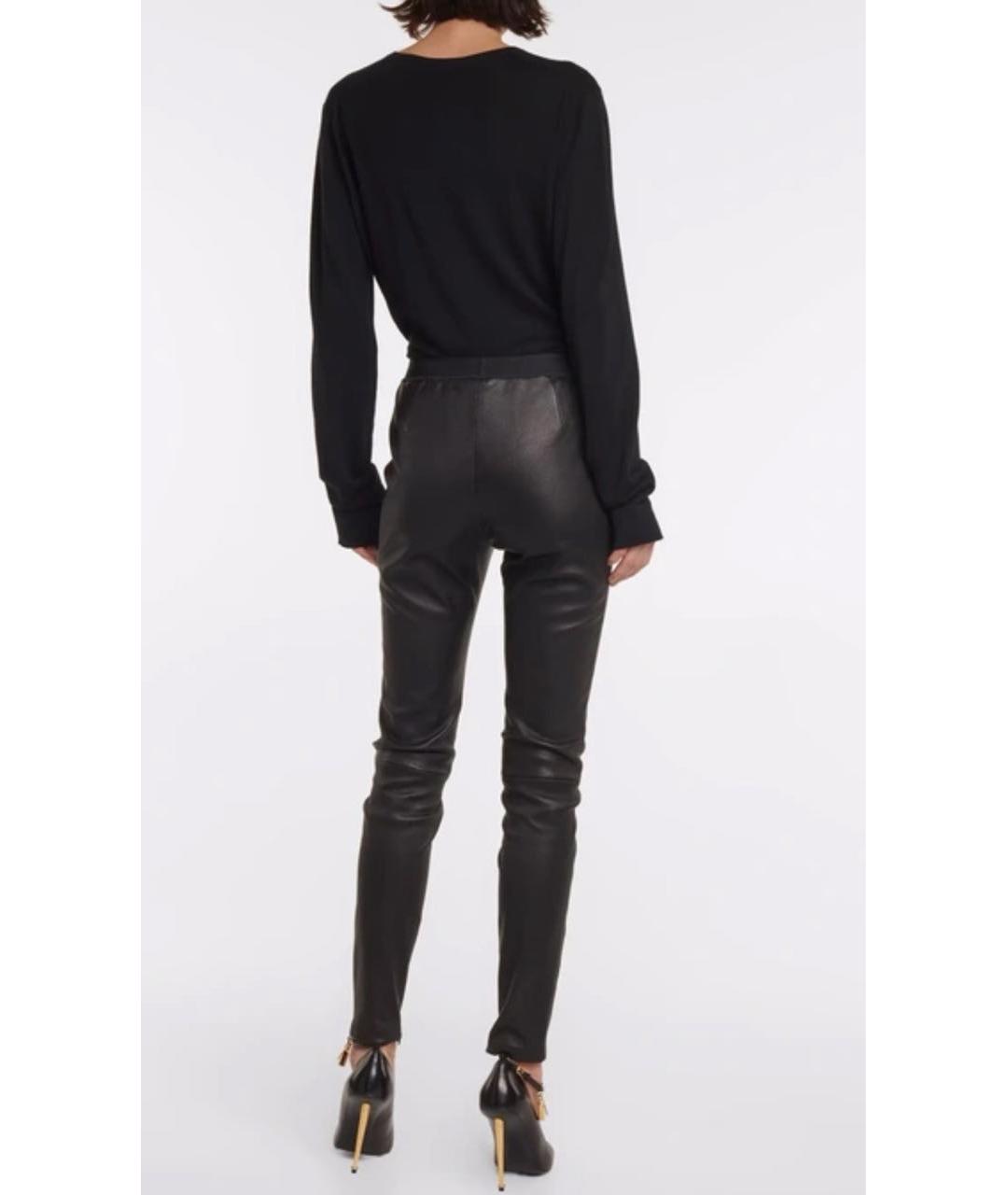 TOM FORD Черные кожаные брюки узкие, фото 3