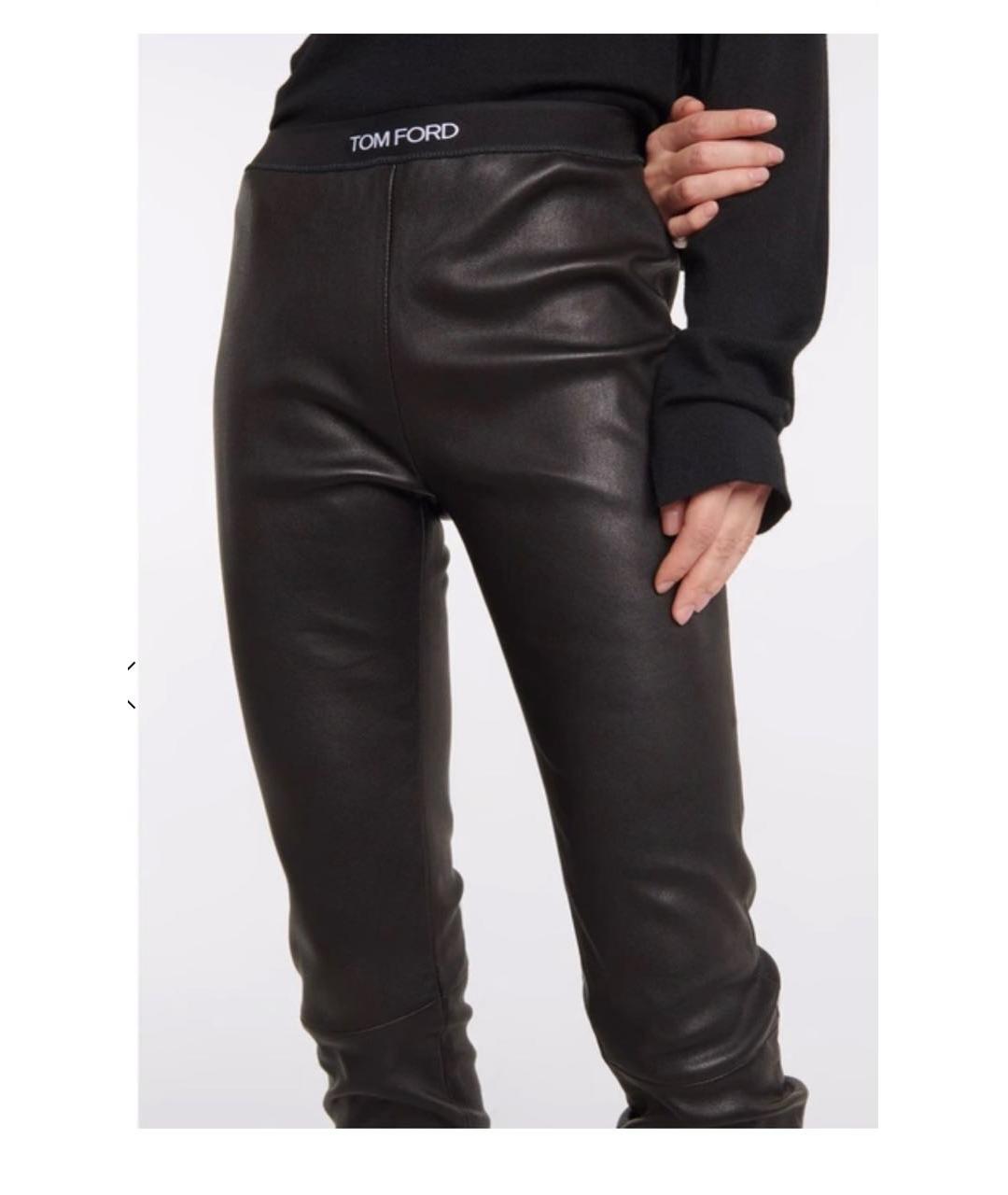 TOM FORD Черные кожаные брюки узкие, фото 2