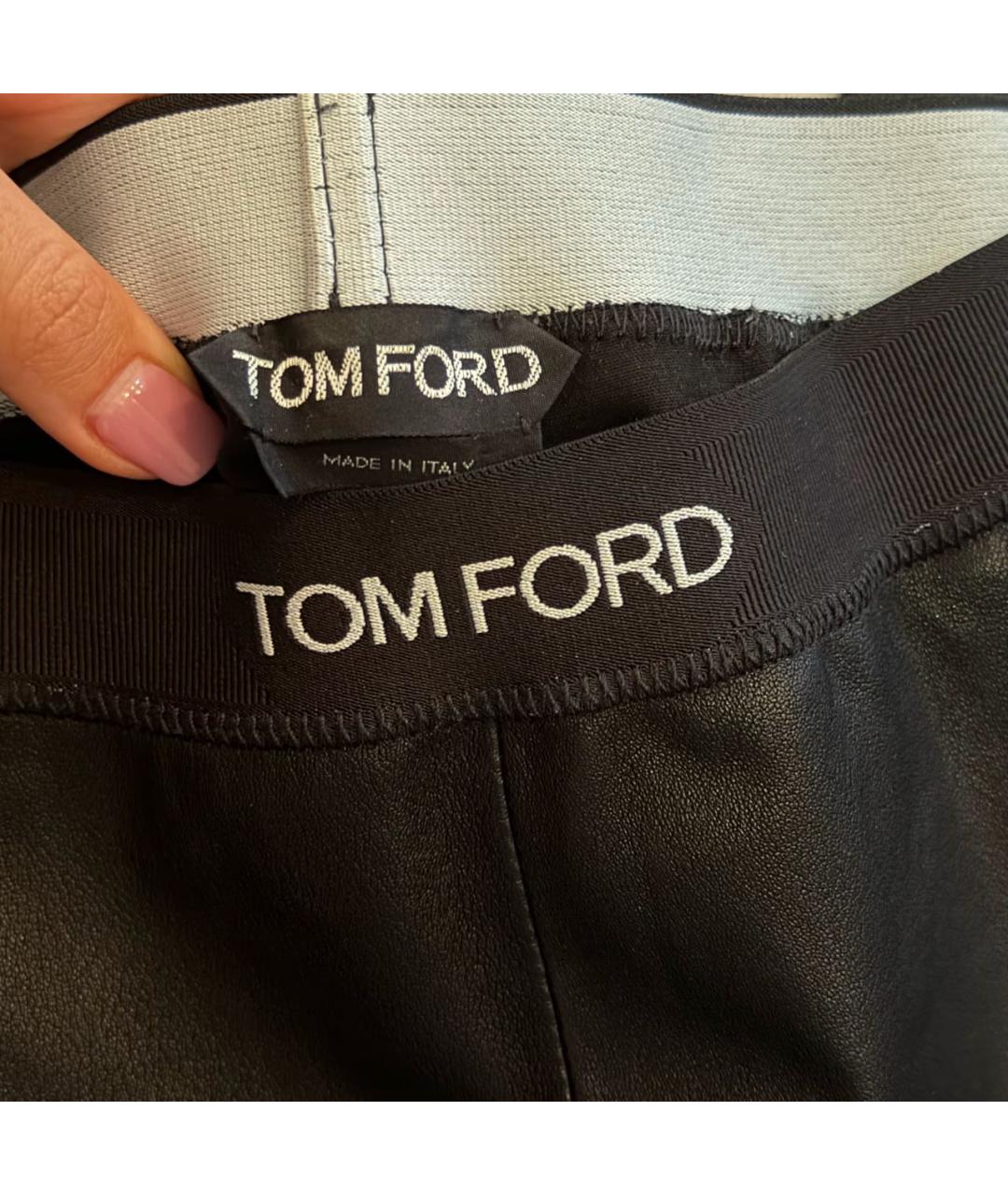 TOM FORD Черные кожаные брюки узкие, фото 4
