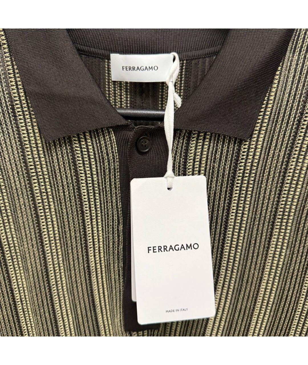 FERRAGAMO Коричневое шерстяное поло с коротким рукавом, фото 3