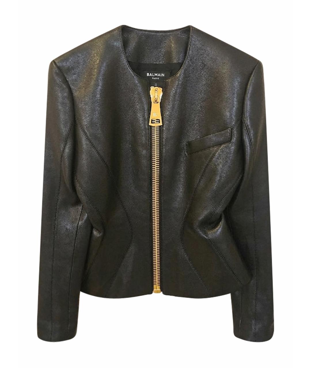 BALMAIN Черная кожаная куртка, фото 1
