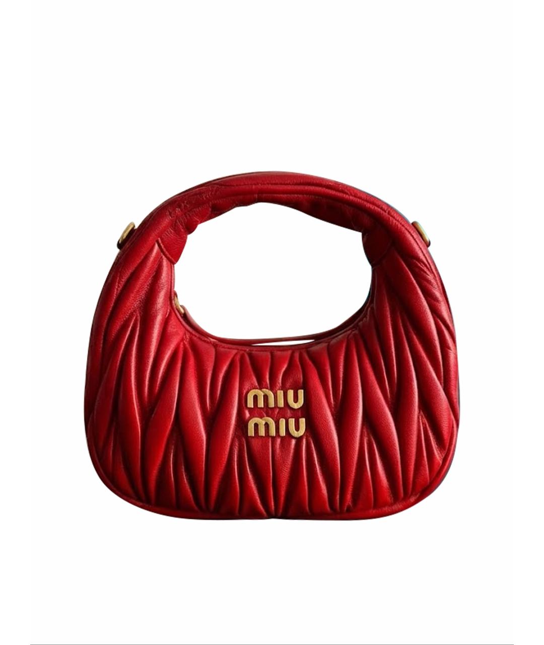 MIU MIU Бордовая кожаная сумка с короткими ручками, фото 1