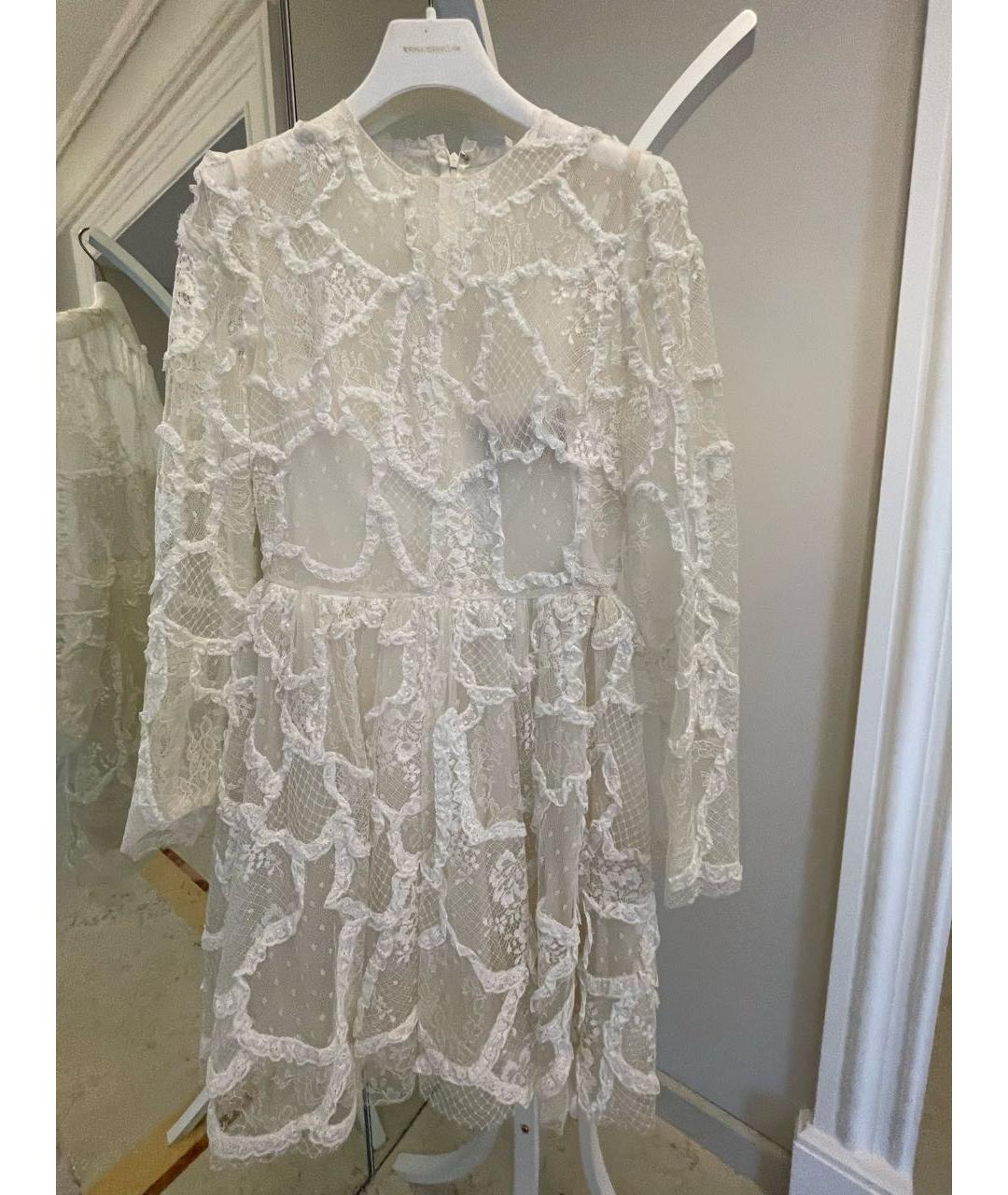 VALENTINO Белое кружевное коктейльное платье, фото 5