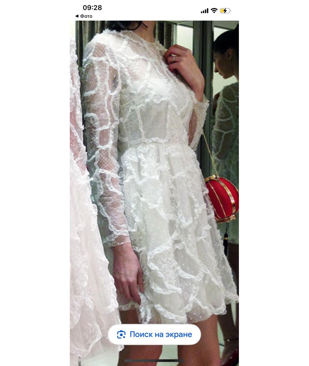 VALENTINO Белое кружевное коктейльное платье, фото 4