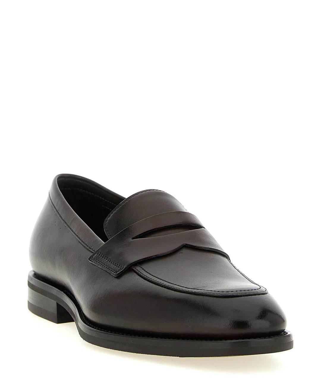 SANTONI Коричневые кожаные лоферы, фото 2