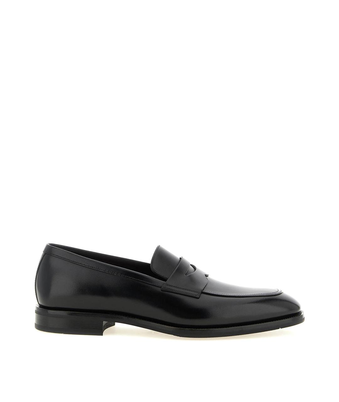 SANTONI Черные кожаные лоферы, фото 1