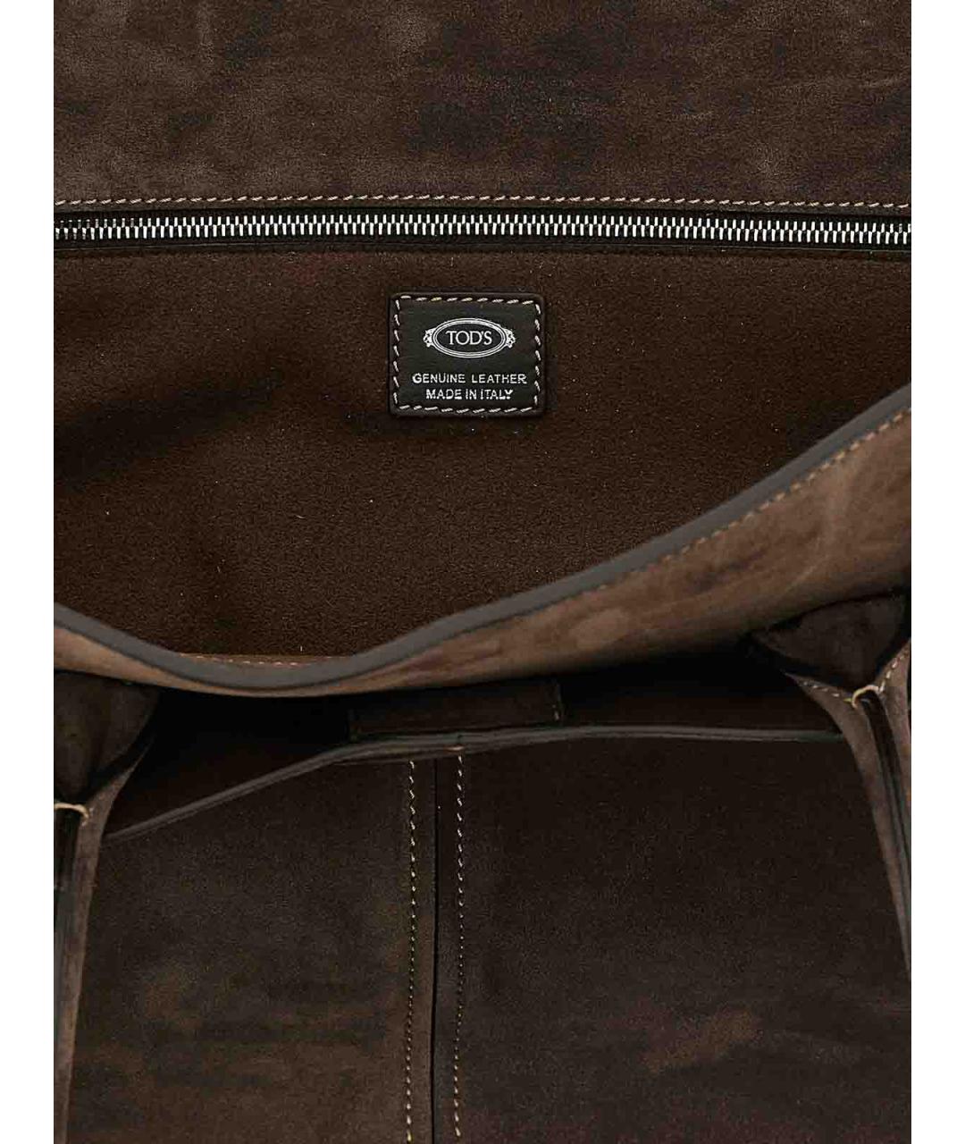 TOD'S Коричневая замшевая сумка тоут, фото 4