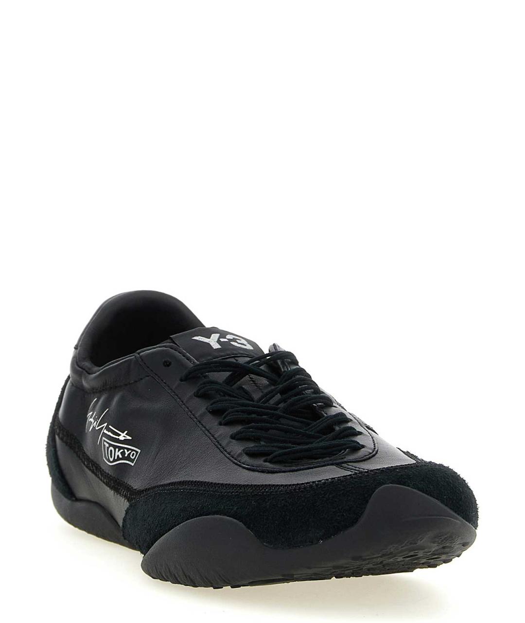 Y-3 Черные кожаные низкие кроссовки / кеды, фото 2