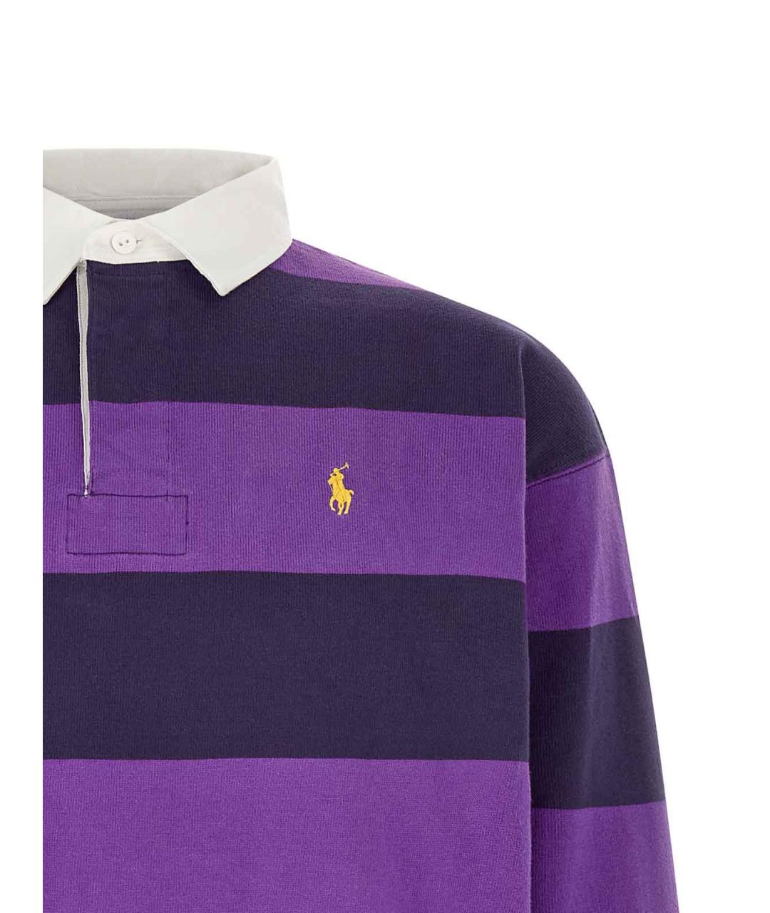 POLO RALPH LAUREN Фиолетовое хлопковое поло с длинным рукавом, фото 3