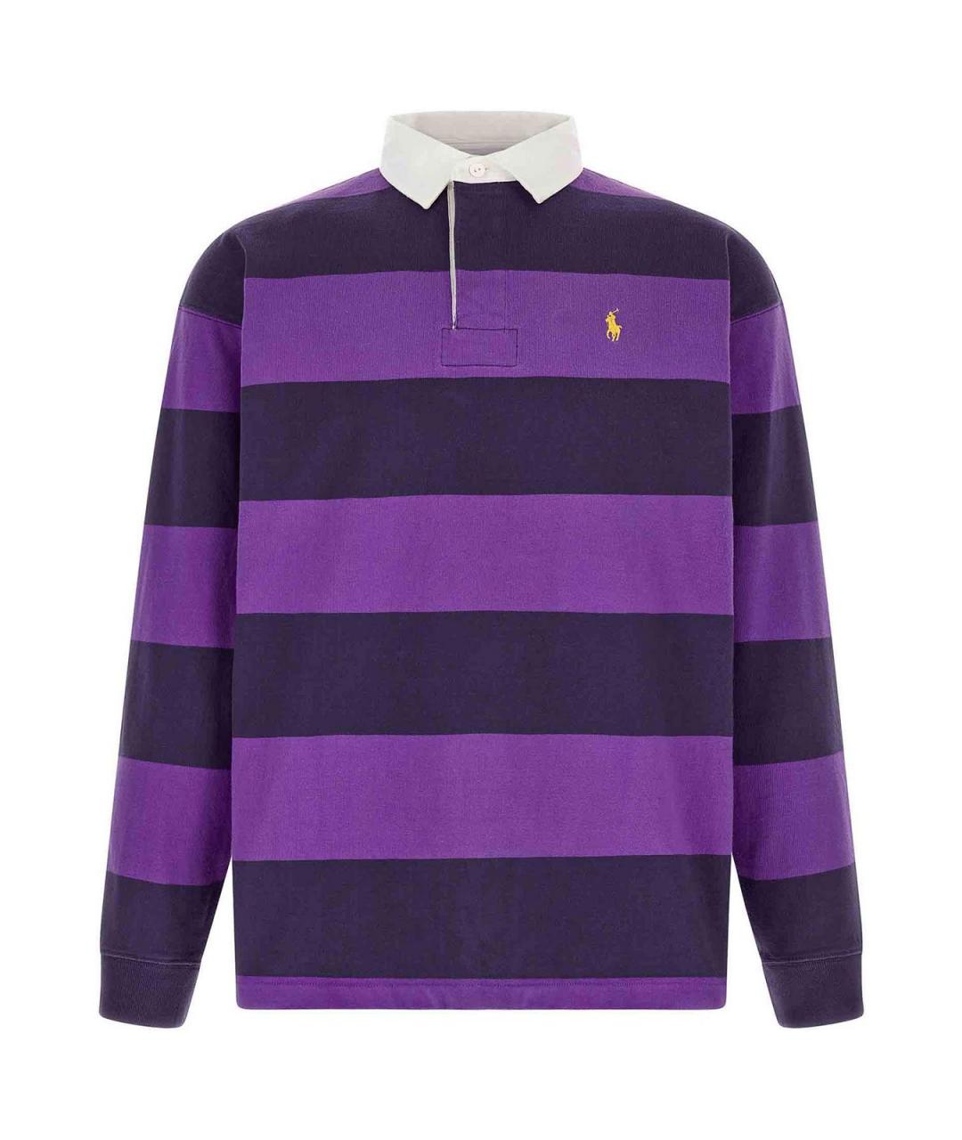 POLO RALPH LAUREN Фиолетовое хлопковое поло с длинным рукавом, фото 1