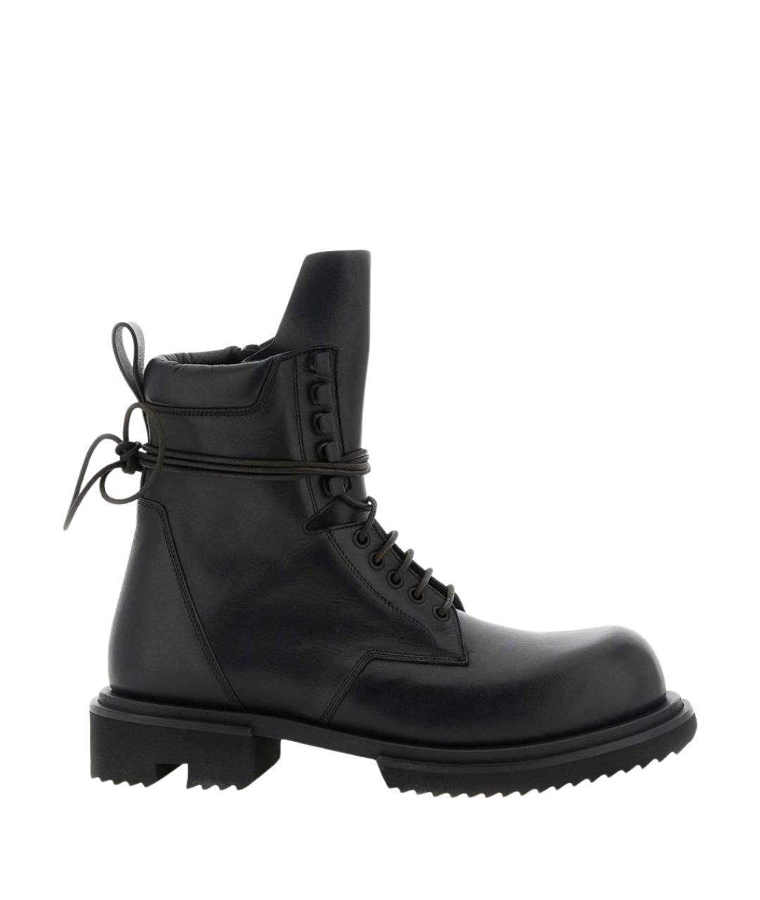RICK OWENS Черные кожаные высокие ботинки, фото 1