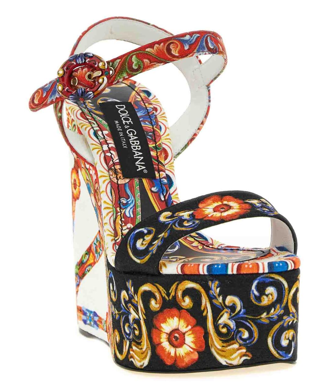 DOLCE&GABBANA Мульти текстильные босоножки, фото 2