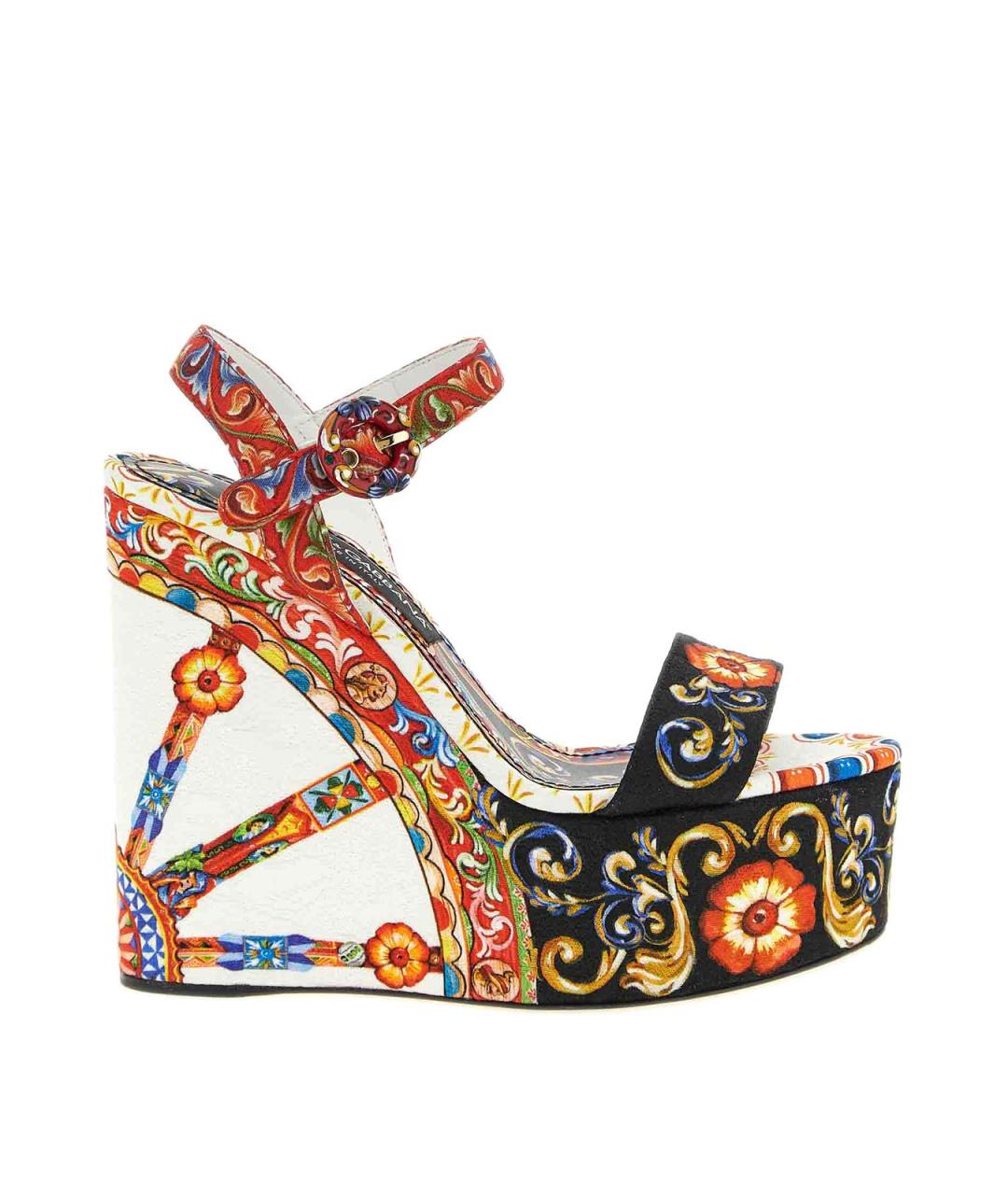 DOLCE&GABBANA Мульти текстильные босоножки, фото 1