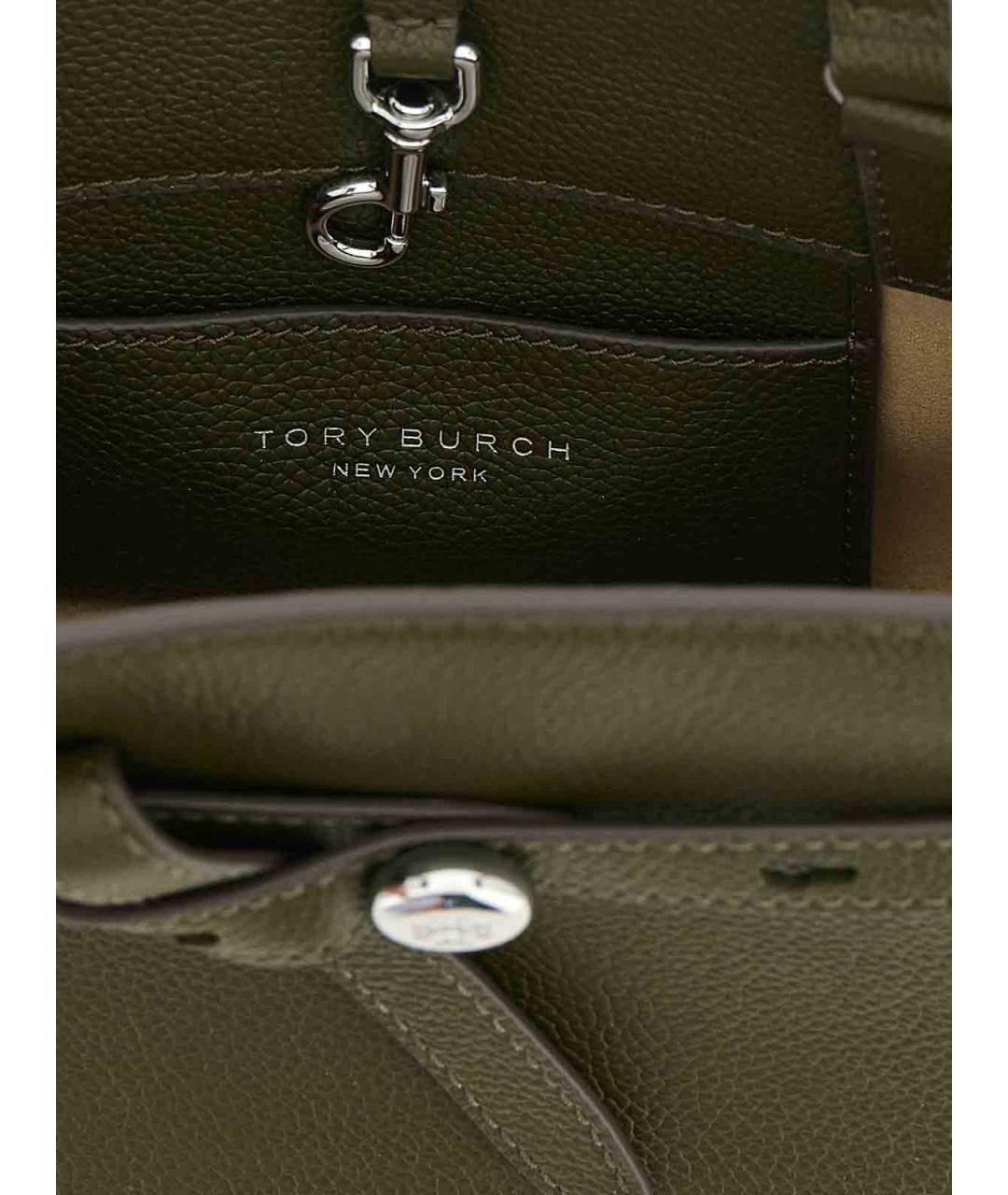 TORY BURCH Зеленая кожаная сумка тоут, фото 4