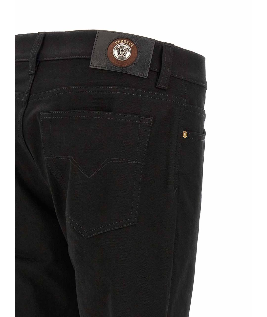 VERSACE Черные хлопко-эластановые прямые джинсы, фото 4