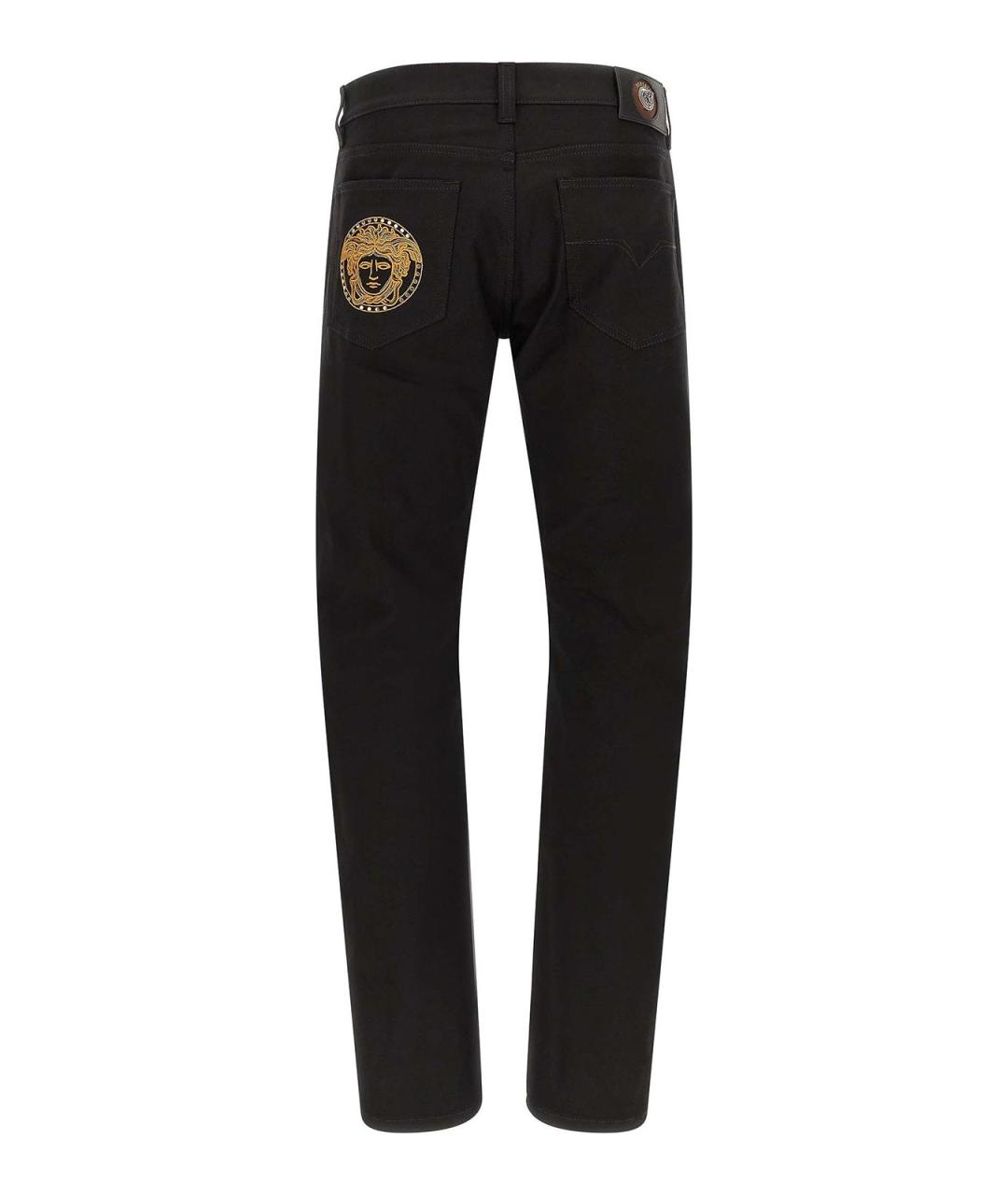 VERSACE Черные хлопко-эластановые прямые джинсы, фото 2