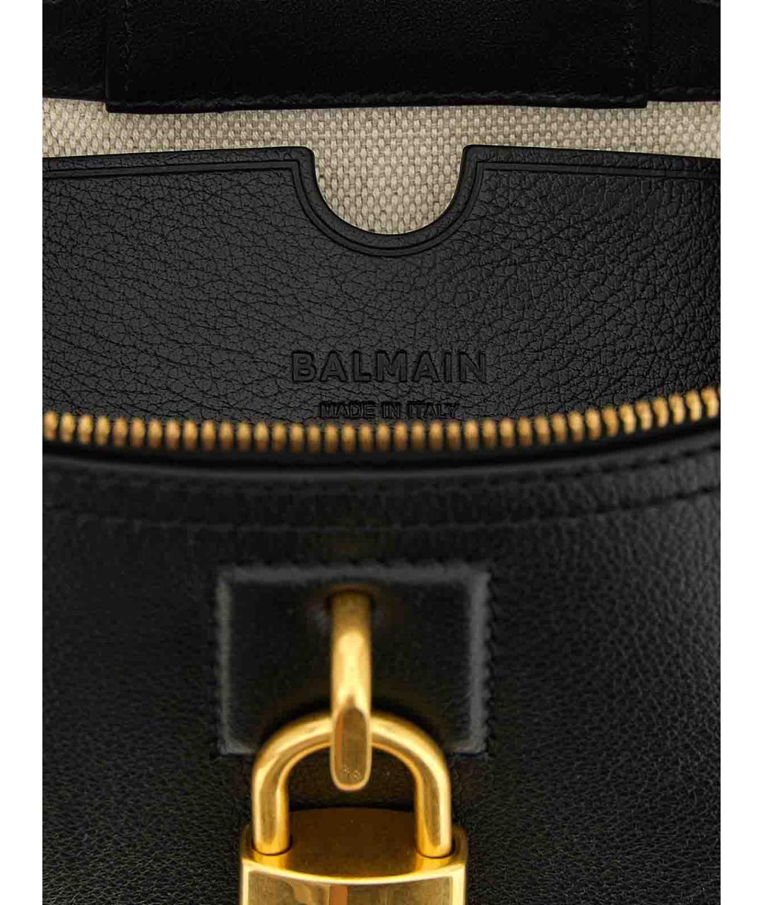 BALMAIN Черная кожаная сумка с короткими ручками, фото 4