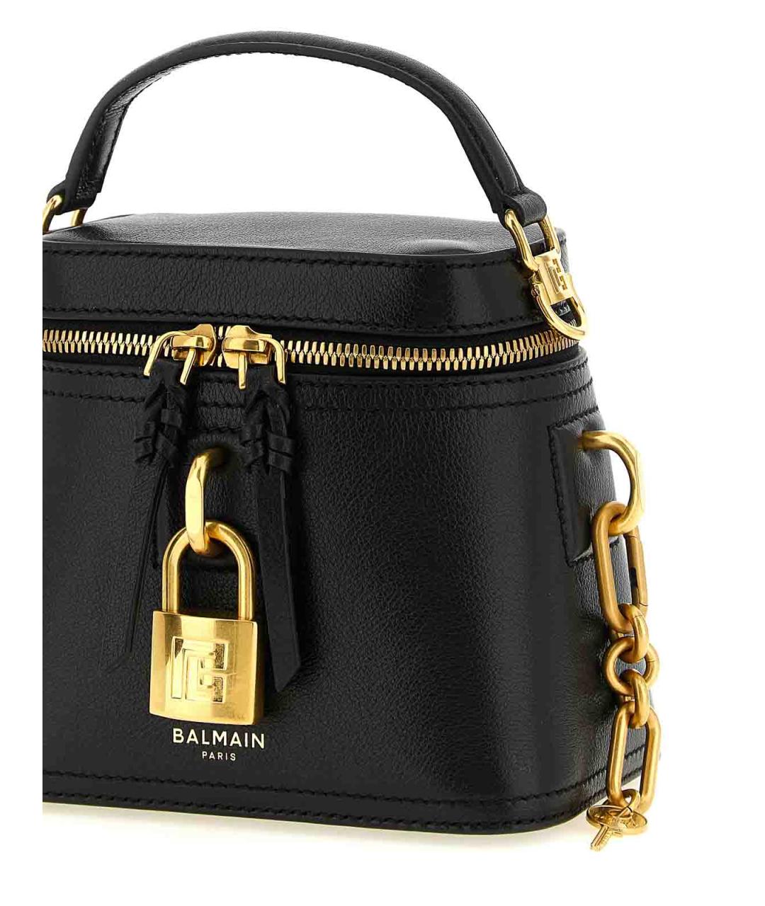 BALMAIN Черная кожаная сумка с короткими ручками, фото 3