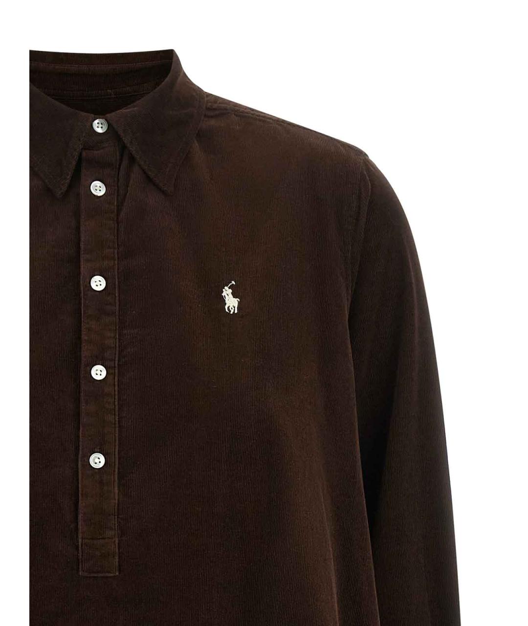 POLO RALPH LAUREN Коричневое хлопковое повседневное платье, фото 3